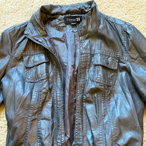 Forever 21 grey leather jacket